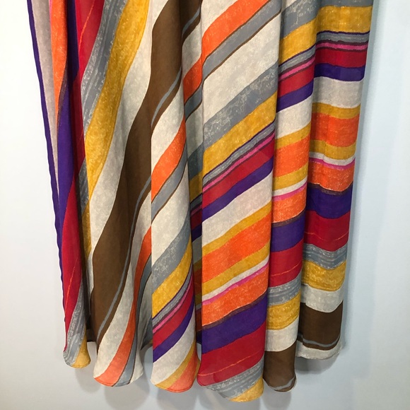 Lauren Ralph Lauren Multicolor Diagonal Stripes High Waist A-line MIDI Skirt - Picture 5 of 11